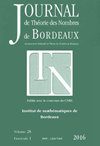 Journal De Theorie Des Nombres De Bordeaux封面